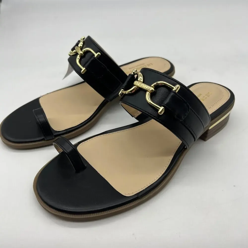Liz Claiborne Womens Argent Flat Sandals Black Size 6M
